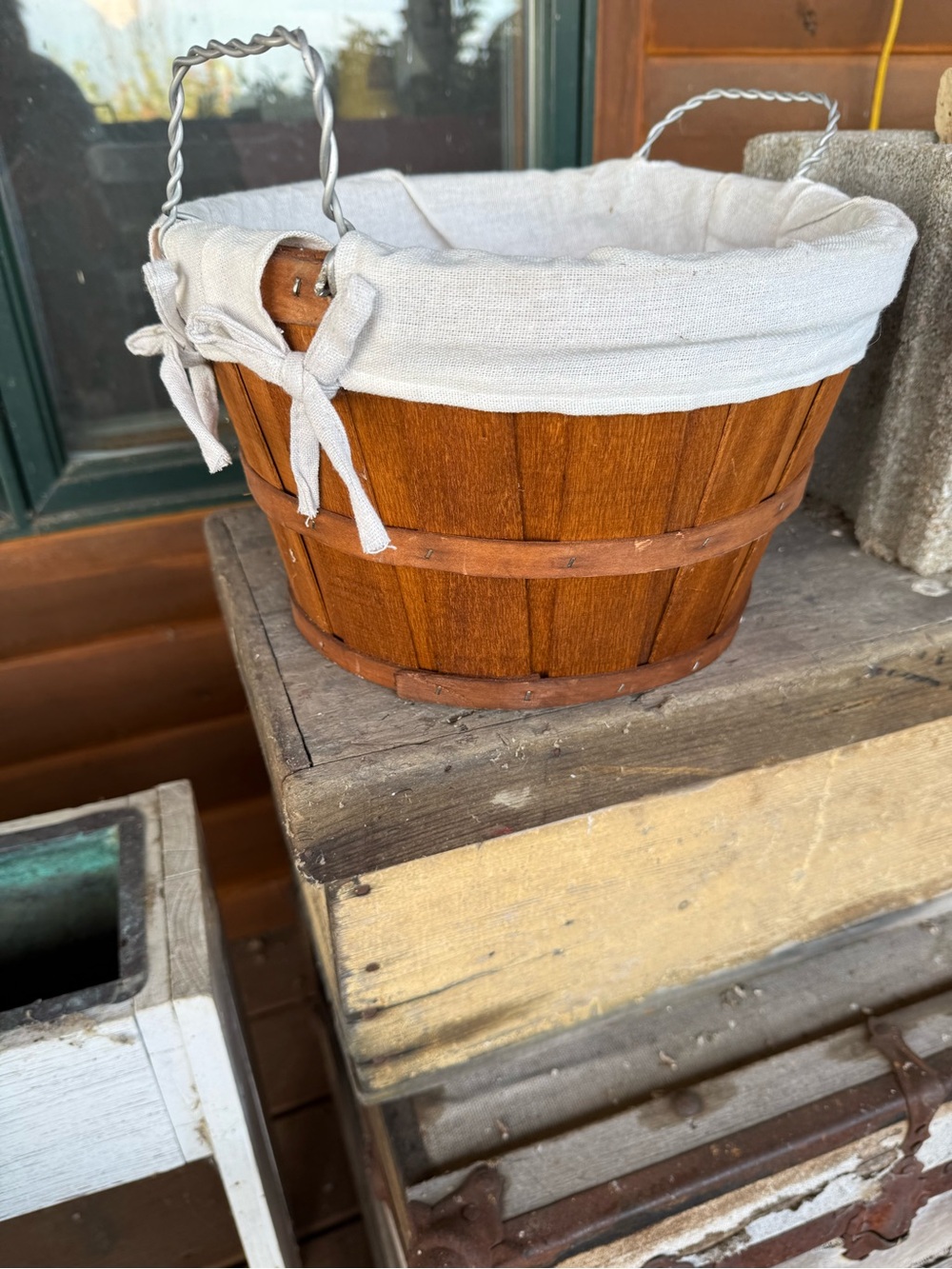 Wooden lined basket
